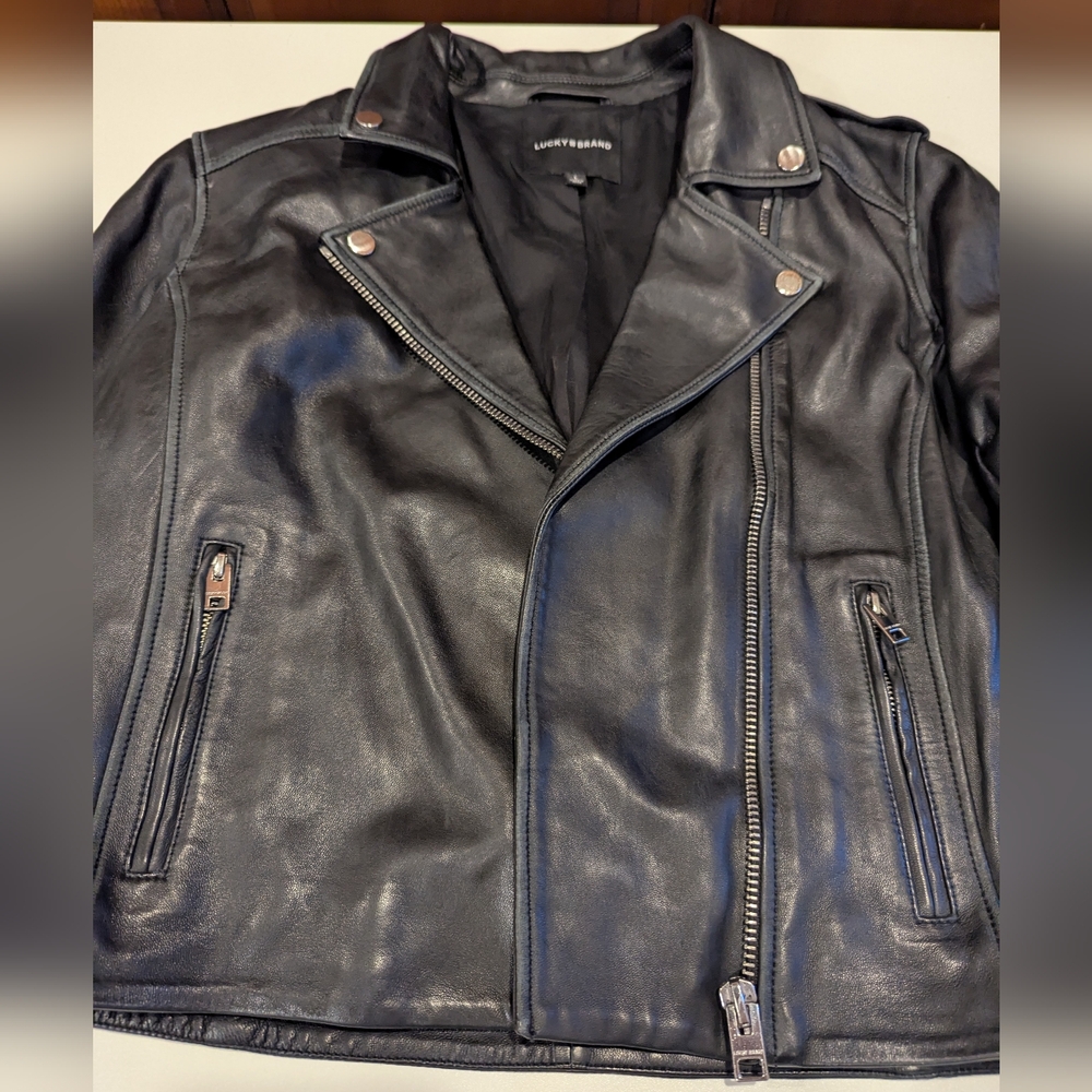Lucky Brand black Leather moto Jacket for women